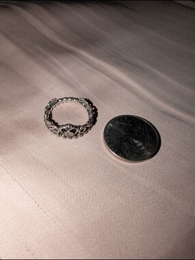 Sterling Silver Heart PANDORA promise Princess Stackable Ring - Silver, Size 5